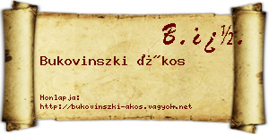 Bukovinszki Ákos névjegykártya